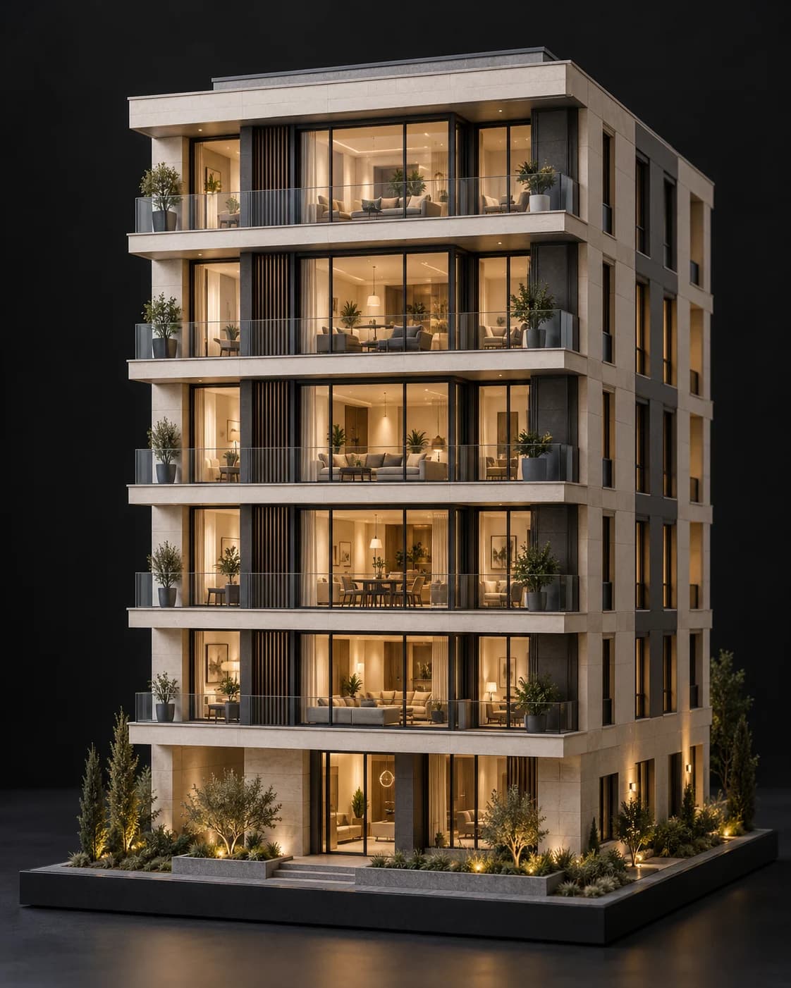 Six-floor architectural miniature lighting concept